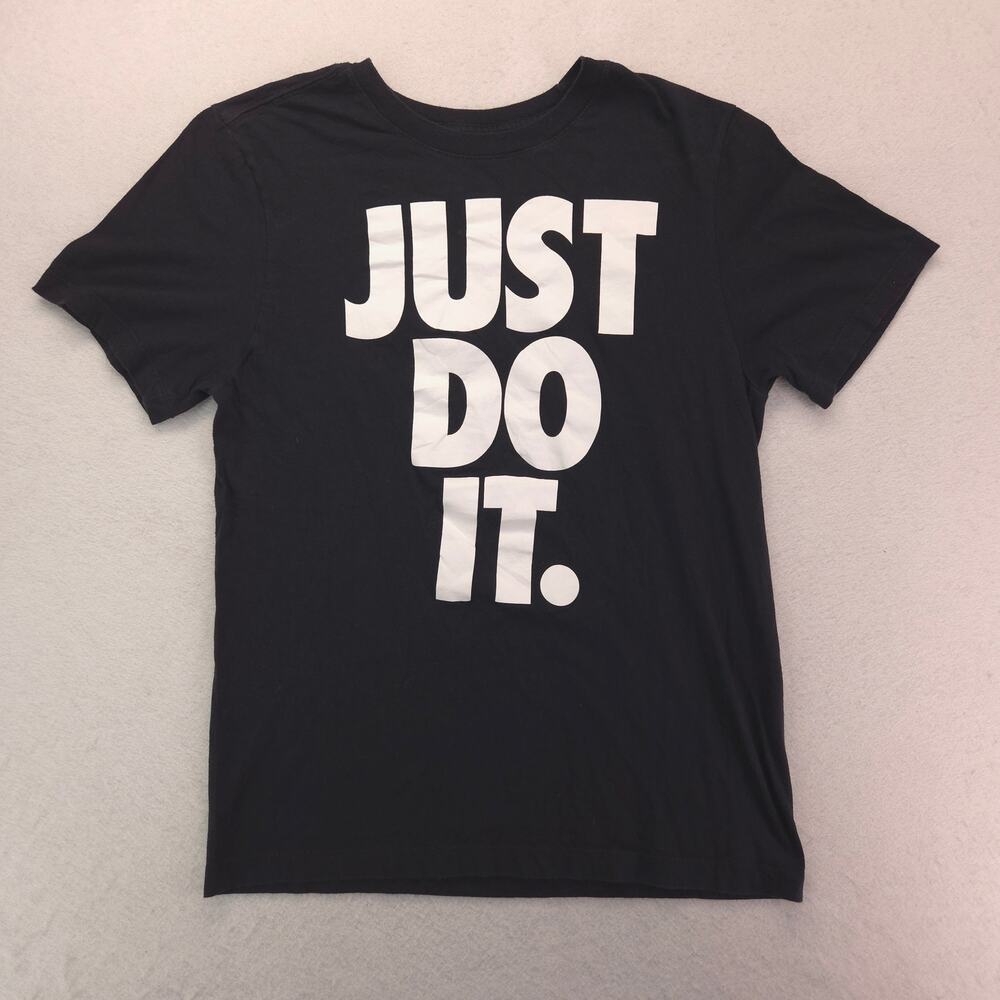 Nike Just Do It Crew Neck Graphic Short Sleeve T Shirt Mens Size S Black 16273